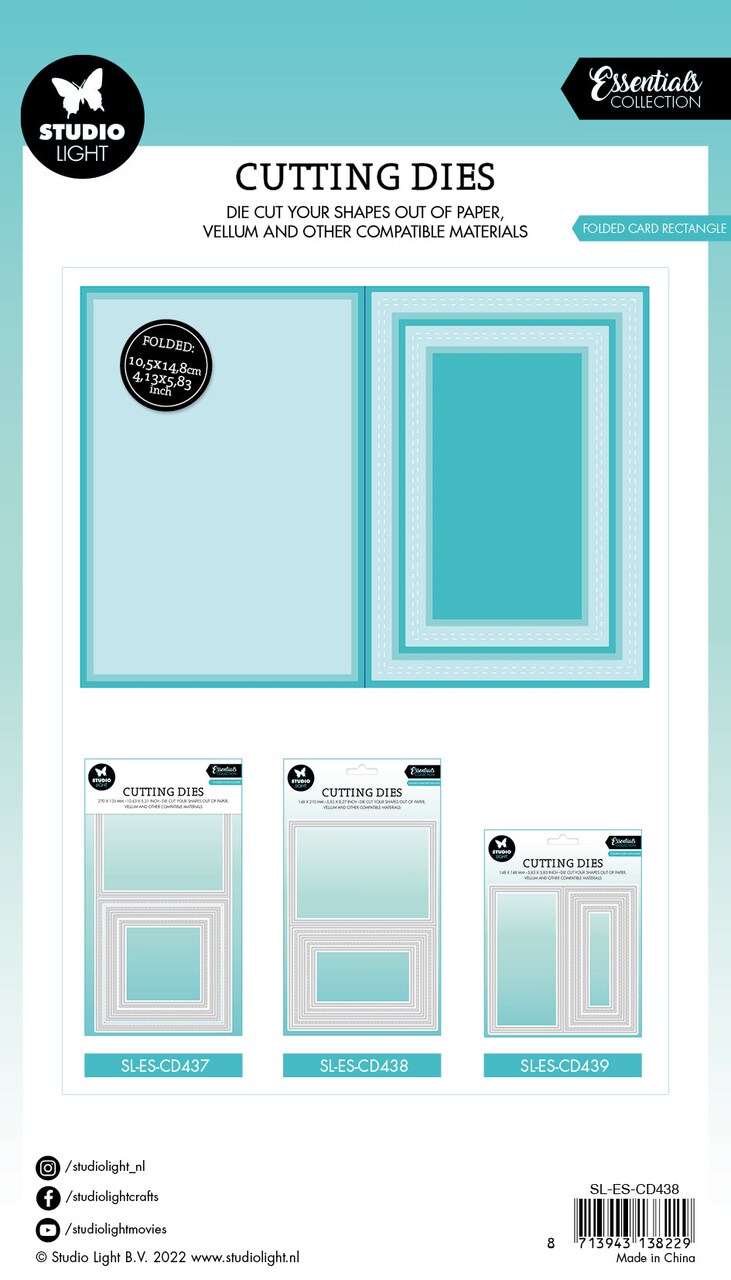 Studio Light SL Cutting Dies Folded Card Rectangle Essentials 210x148x1mm 11 PC nr.438